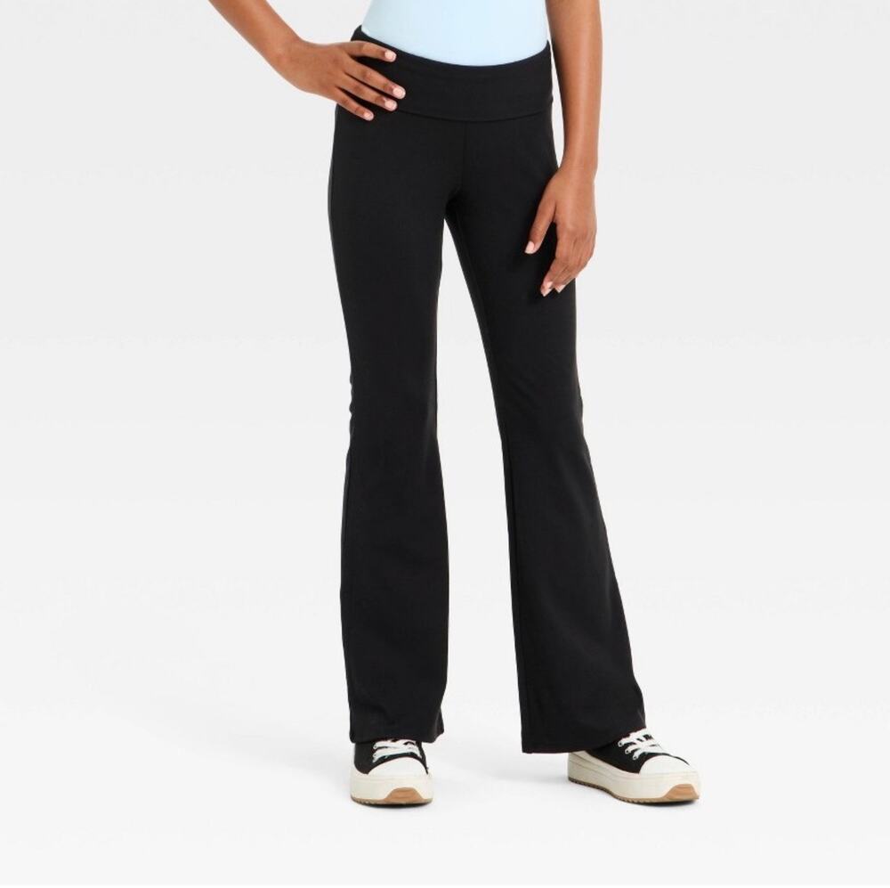 Art Class Girls' Seamless Black Flare Leggings - S (6/7)